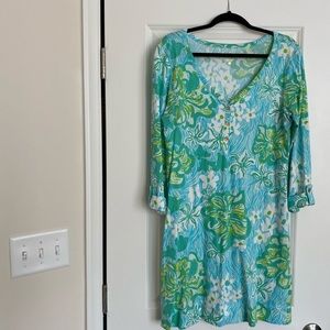 Lilly Pulitzer Palmetto Dress Wave rider print Large EUC